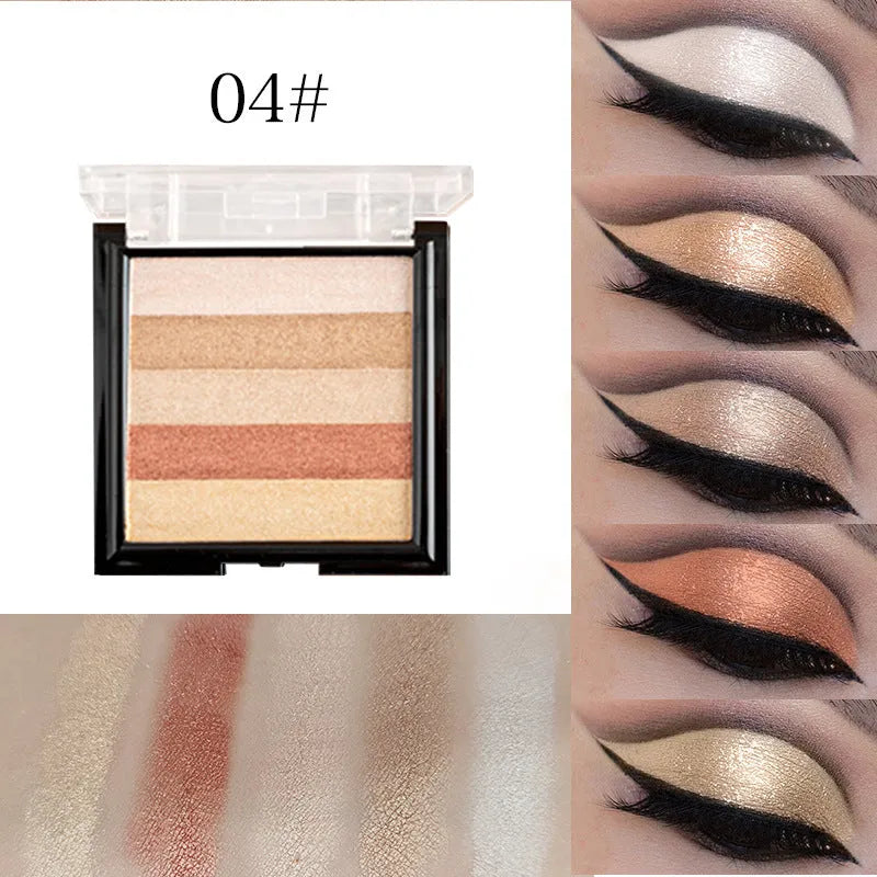 Highlight eye shadow plate with six colour options for contouring and three-dimensional brightening effects