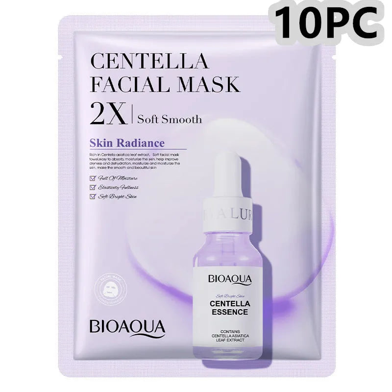 Single-use gel facial sheet mask in packaging, 30g collagen or hyaluronic acid formula.
