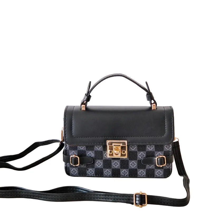 Retro small square ethnic pattern crossbody bag in apricot colour with floral stitching