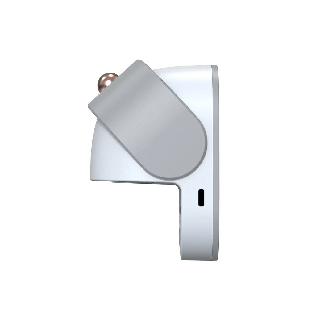 White smart wall-mounted toothbrush steriliser holder with UV light and USB charging port.