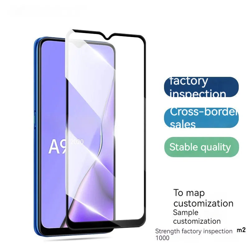 OPPO A9 2020 black full glue tempered glass screen protector with anti-fingerprint coating