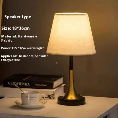 Retro alloy metal table lamp with LED bulb in a choice of waist-button or speaker-style designs.