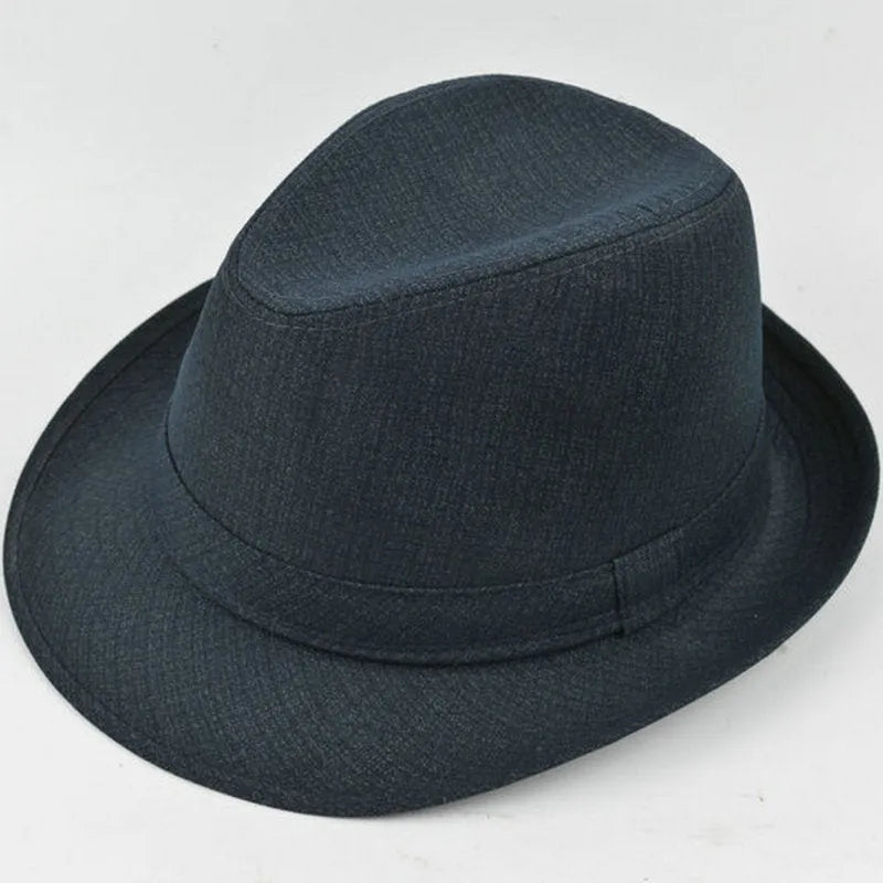 Classic men's fedora hat in thickened suit material, shown in a dark colour on a neutral background.