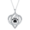 Copper pendant necklace with dog and cat paw prints on cross chain for women