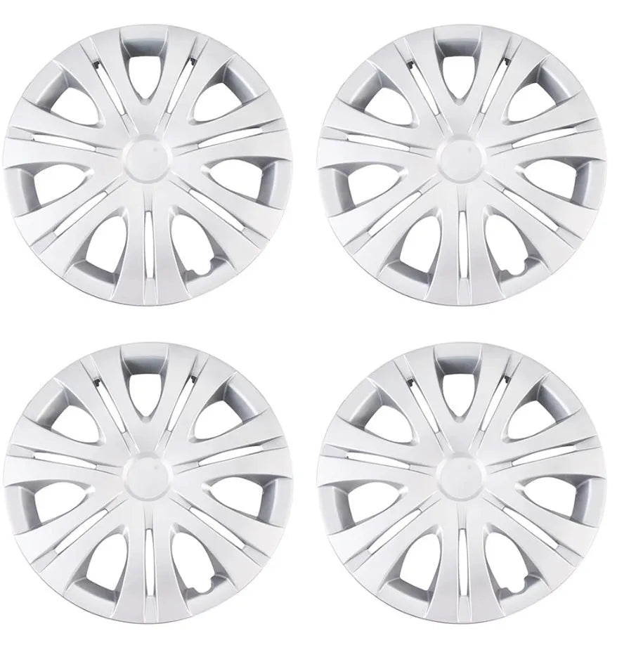Universal ABS plastic wheel hub cover in monochrome silver, black, or electroplating finish for 13-16 inch car wheels.