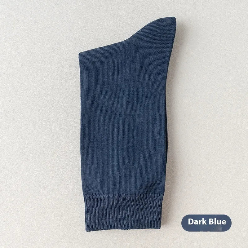 Men's pure cotton mid-calf business socks in solid colours with sweat absorption and deodorant function