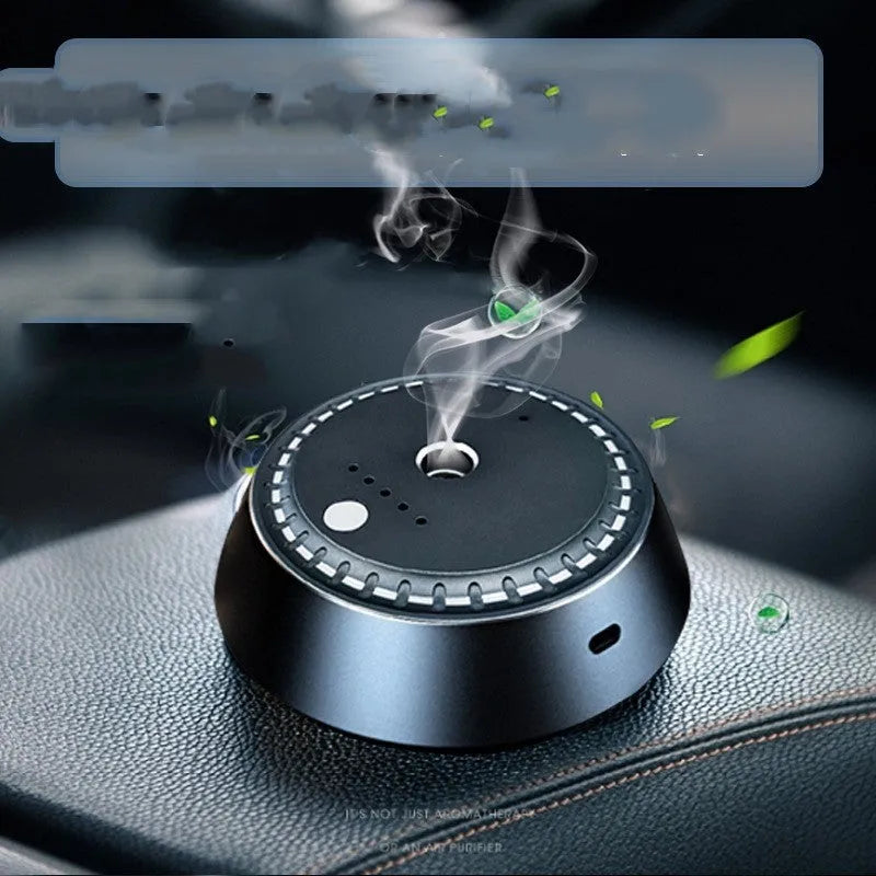 Black metal car aroma diffuser with USB port and timing function