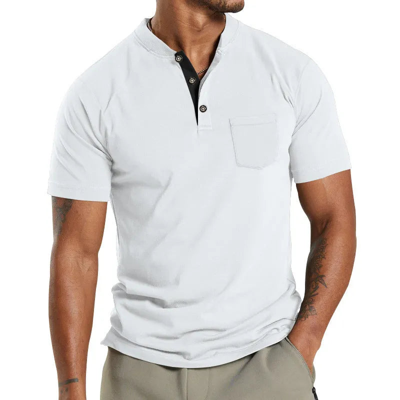 Plus size men's short sleeve button down shirt with chest pocket in multiple colour options
