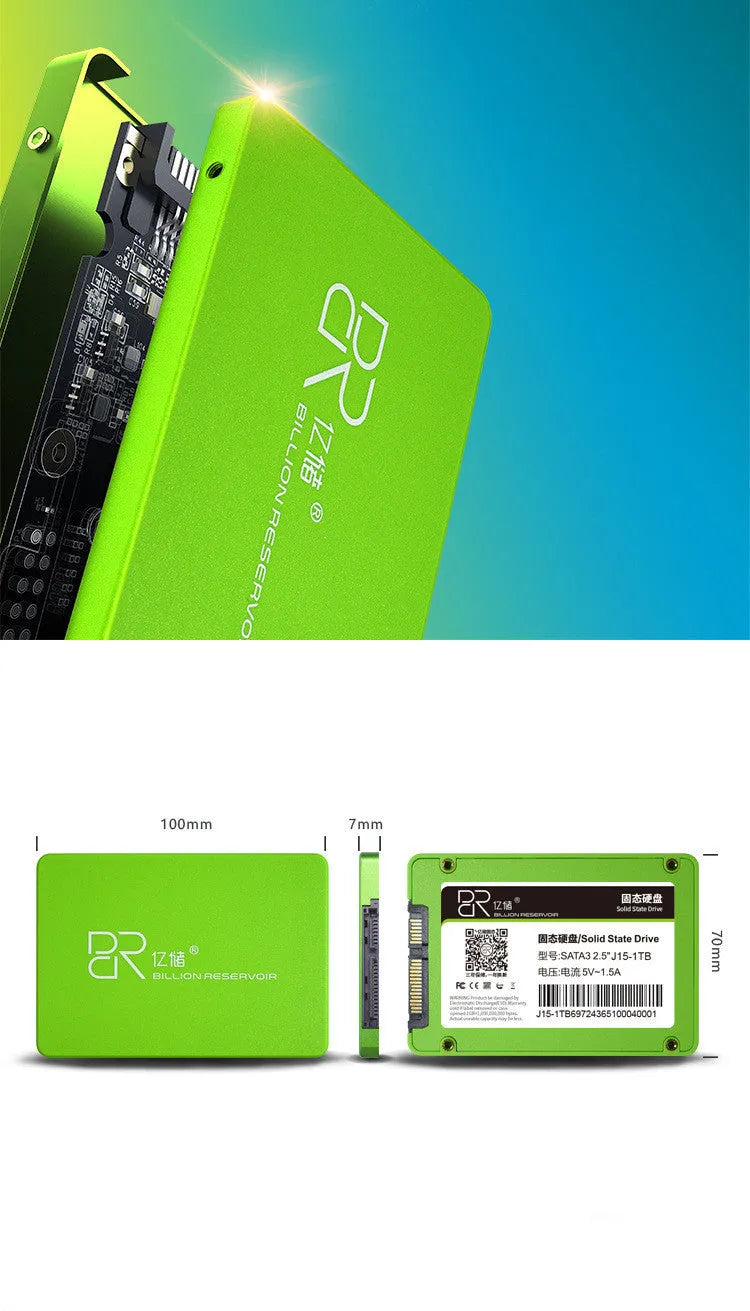 Black 2.5-inch solid state drive with SATA 3.0 interface for desktop and notebook computers