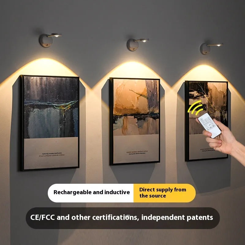 Geometric rechargeable wall lamp spotlight with wireless installation