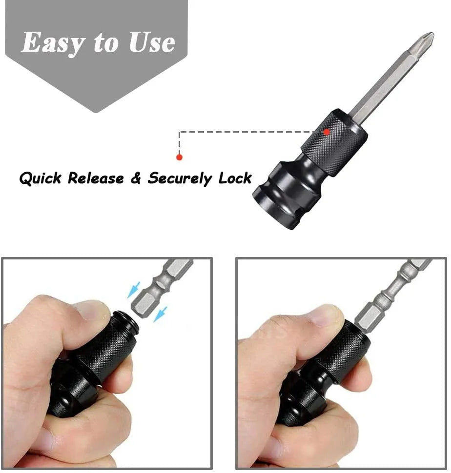 No. 45 steel telescopic scaling bit holder with hexagonal handle for electric wrenches.