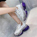 Women's leather sports shoes with thick jelly soles and cross-tie laces in multiple colours