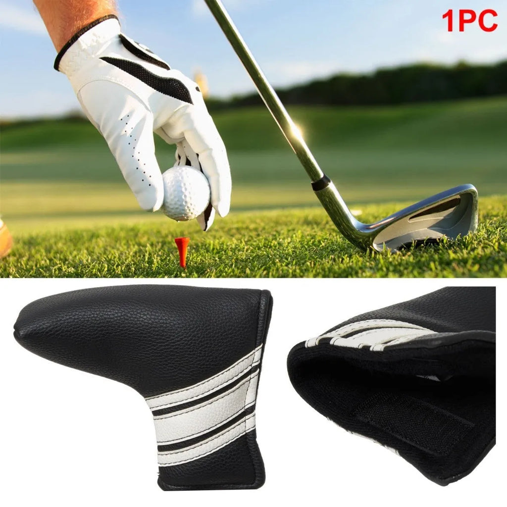 Black PU leather golf push rod case sleeve for club head protection
