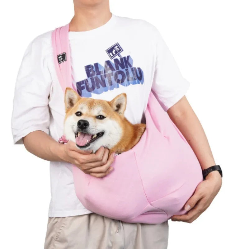 Large folding cat messenger backpack in multiple colours, shown with sturdy shoulder strap.