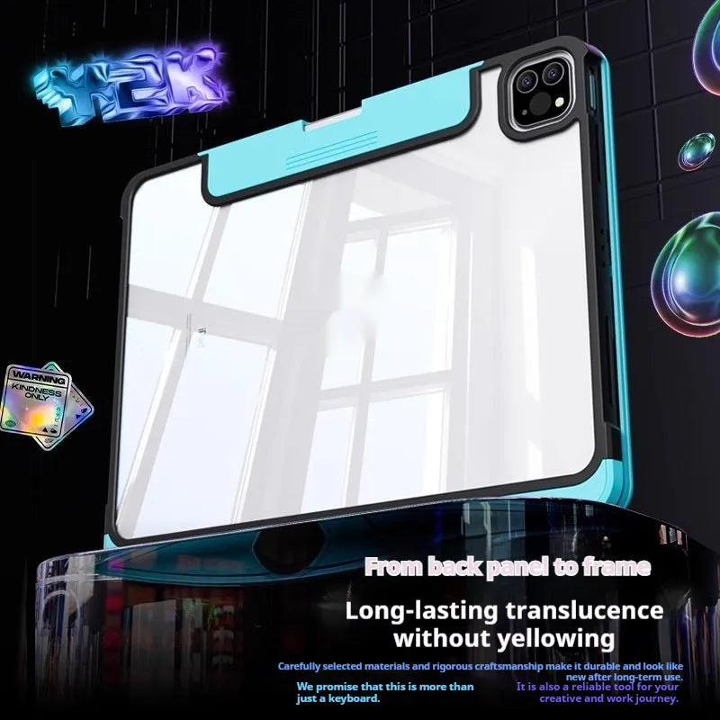 Blue iPad protective case with integrated keyboard for Pro 13 inch and Air models