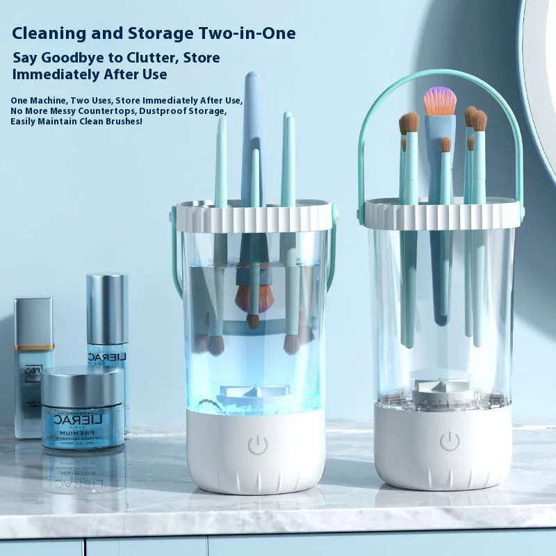 White rechargeable electric makeup brush cleaning brush with data cable