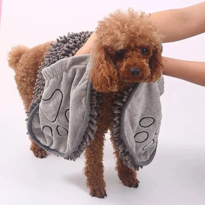 Blue pet bath towel measuring 62x23 cm for drying dogs and cats after washing