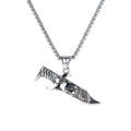 Men's silver stainless steel necklace with alloy skull pendant