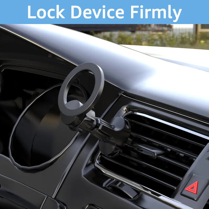 Black O-ring magnetic car air vent phone holder for mobile devices up to 6.8 inches