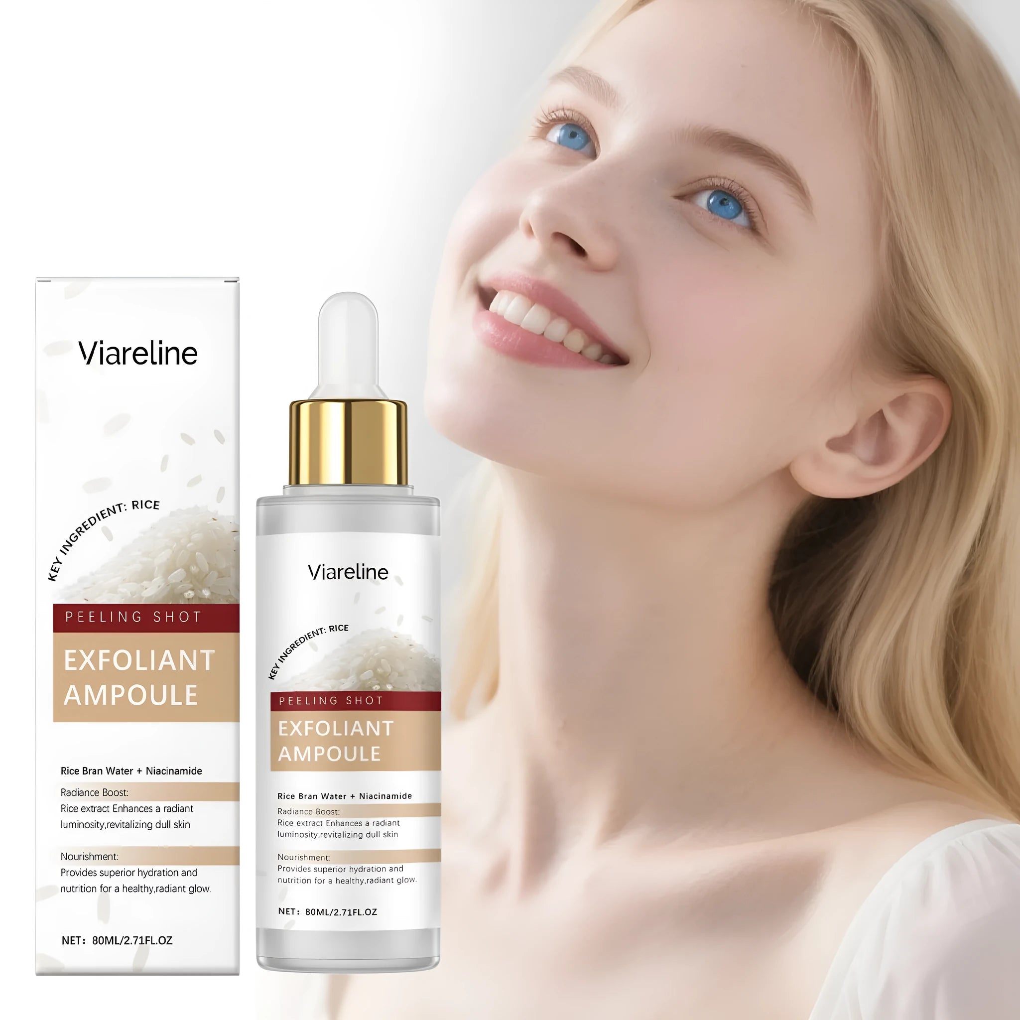 80ml bottle of exfoliating and moisturising facial liquid with salicylic acid and hyaluronic acid.