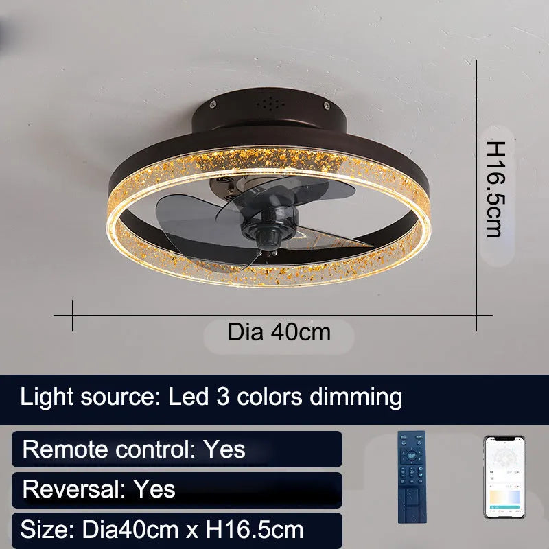 Nordic-style ceiling fan lamp with remote control and LED lighting in 50cm diameter