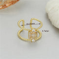 Gold-plated copper adjustable open ring with asymmetrical U-shape design