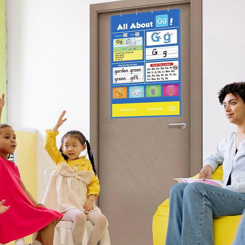 Large 60x40cm children's alphabet learning chart with word cards, letter cards and picture cards