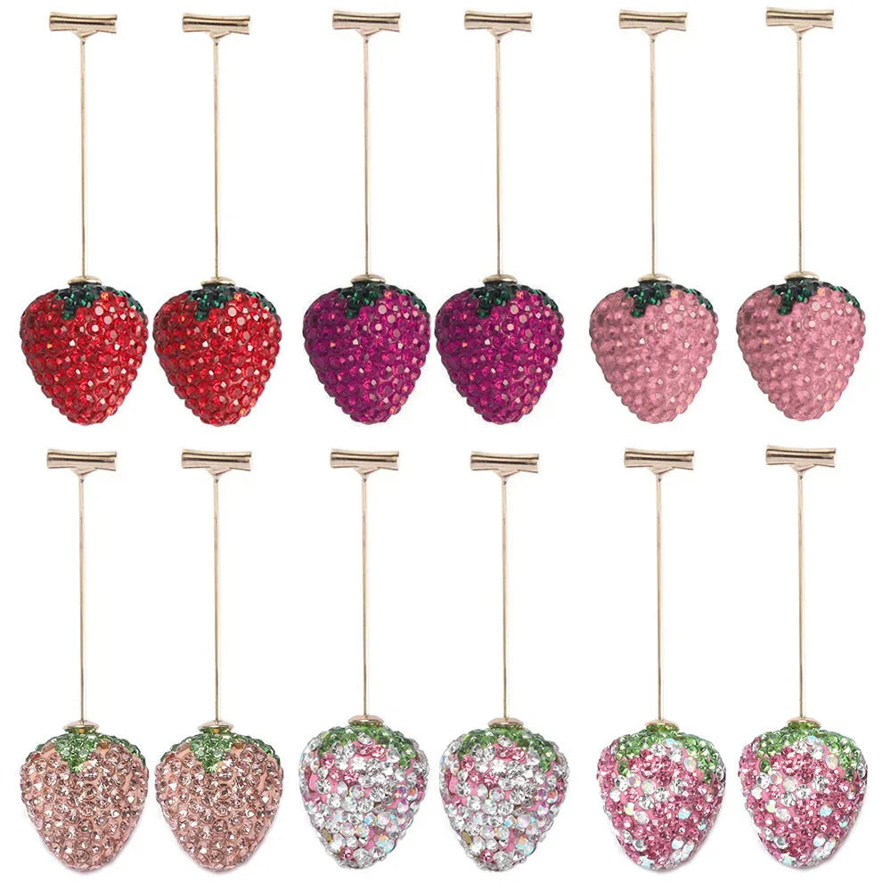 Geometric strawberry earrings with spot drill texture in C659 red zinc alloy