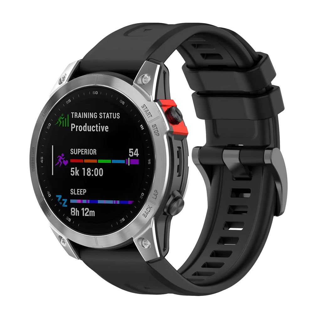 Jiaming Fenix7 silicone quick release watchband shown in multiple colours on a grey background.