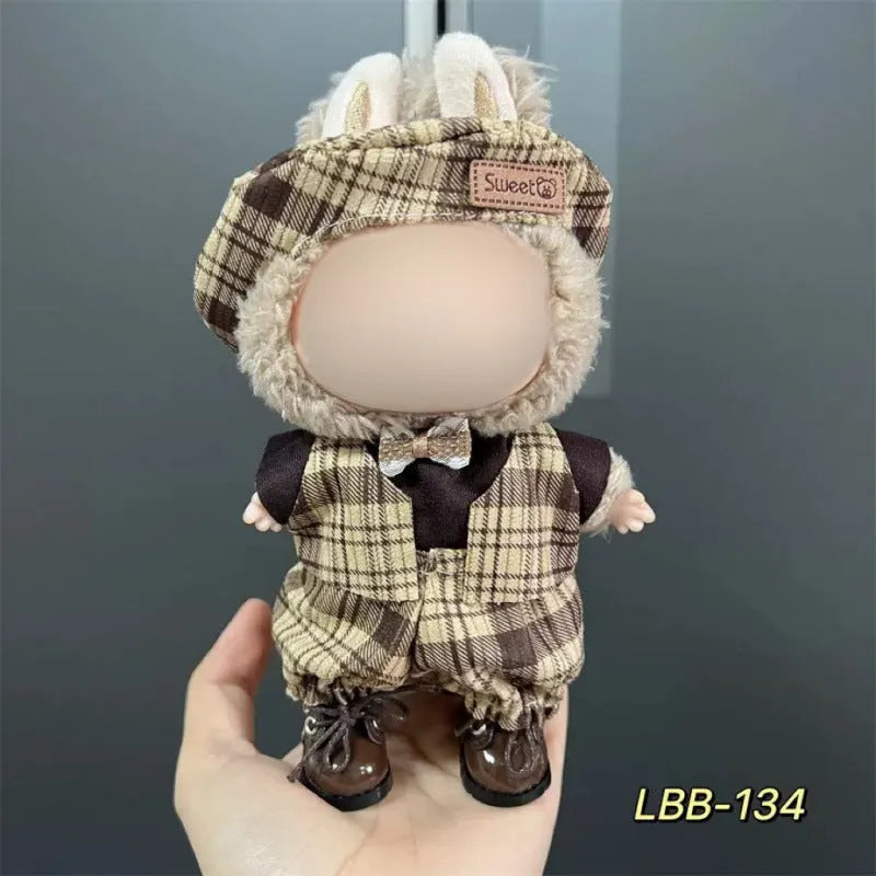 Plastic doll costume for a 17cm tall vinyl fashion figurine on a white background.