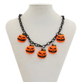 Halloween ghost pumpkin necklace with acrylic pendant in mixed colour 06705 on regular chain