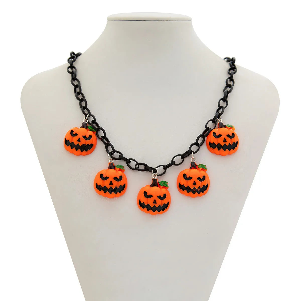 Halloween ghost pumpkin necklace with acrylic pendant in mixed colour 06705 on regular chain