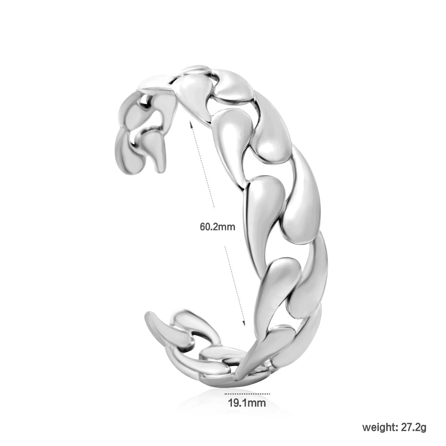 Stainless steel alloy bracelet in gold, rose gold, and silver tone colour options.