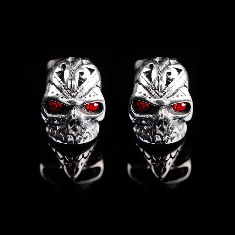 Red eye ghost head skull stud earrings with retro design and alloy construction
