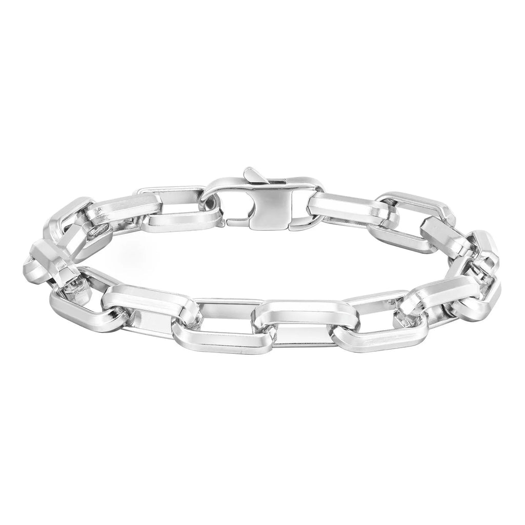 Men's titanium steel square chain bracelet in steel, gold, black, or retro electroplated finishes.