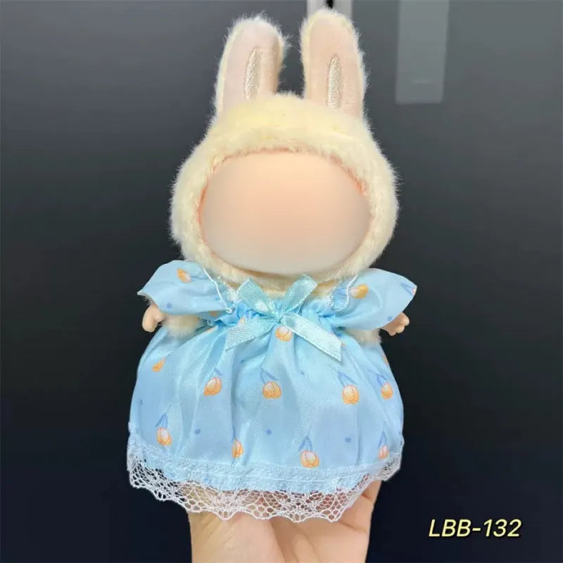 Plastic doll costume for a 17cm tall vinyl fashion figurine on a white background.