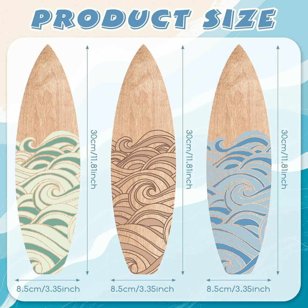Three wooden surfboard wall decorations with European style design for beach theme rooms