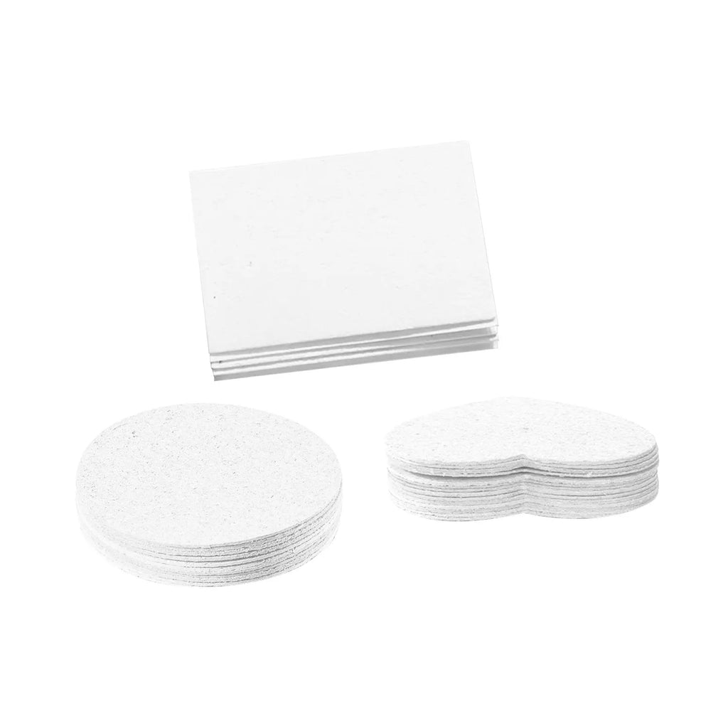 Six-pack cartoon painting sponge stamp set with heart, round, and square blanks plus fountain pens