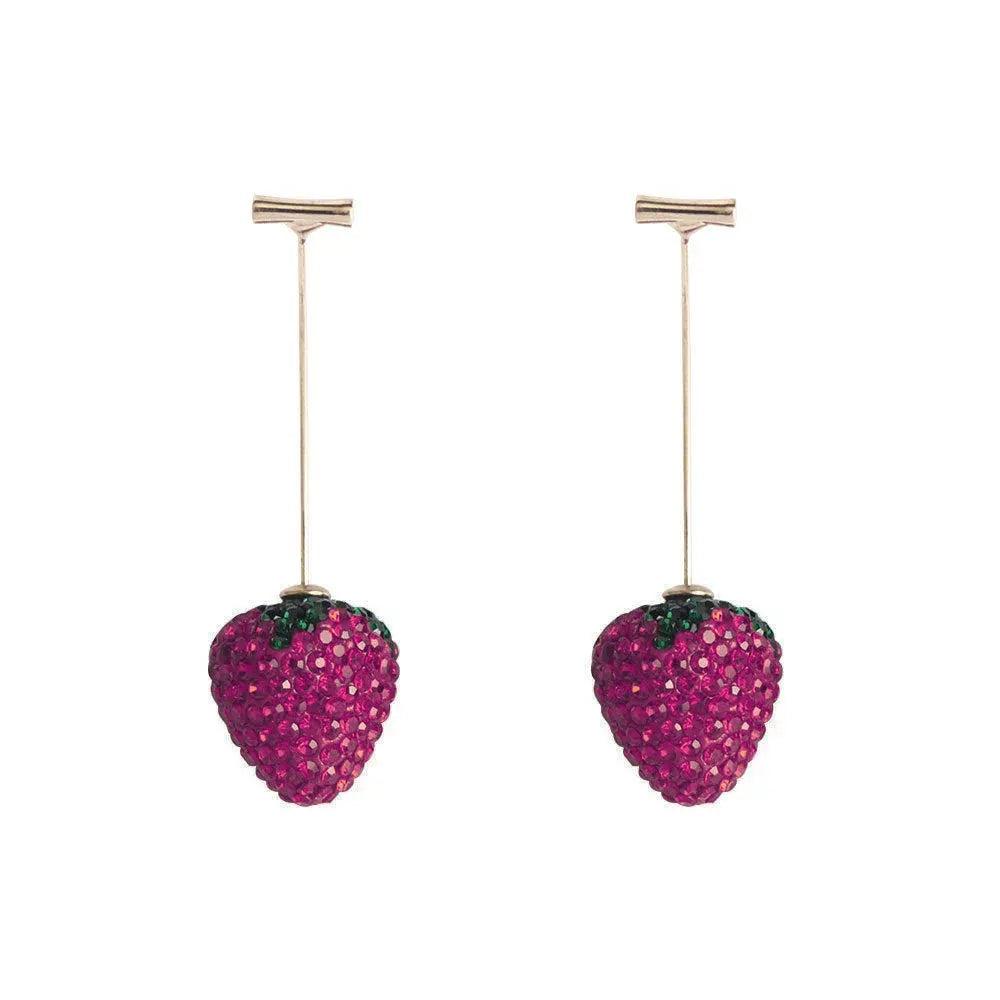 Geometric strawberry earrings with spot drill texture in C659 red zinc alloy