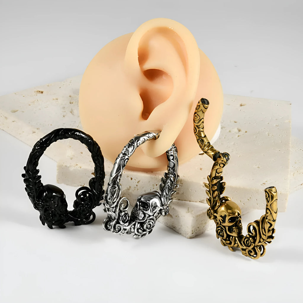 Stainless steel fashion earrings with totem pattern design in electroplated colours