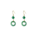 Green Chinese-style geometric peace buckle accessory set with zinc alloy earrings