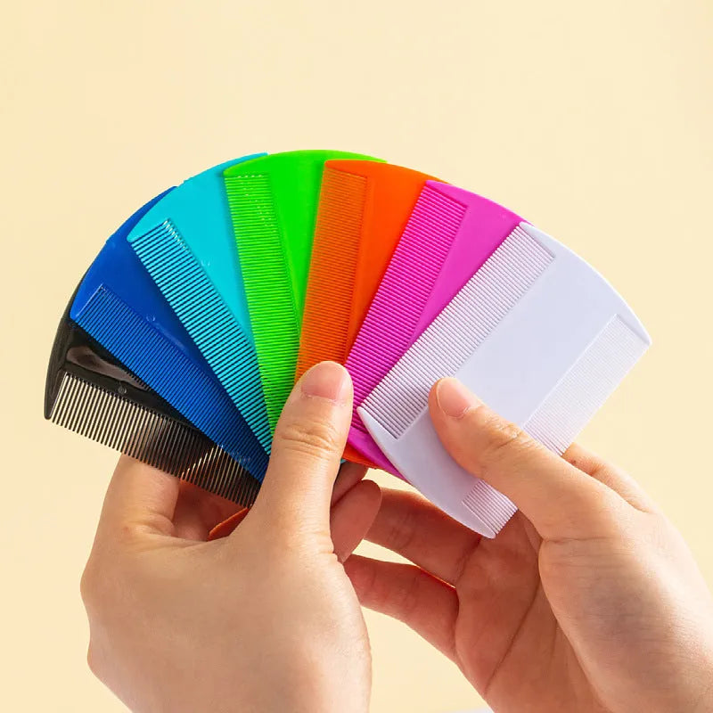 Double-edged fine tooth plastic comb for pet grooming and human lice removal in various colours