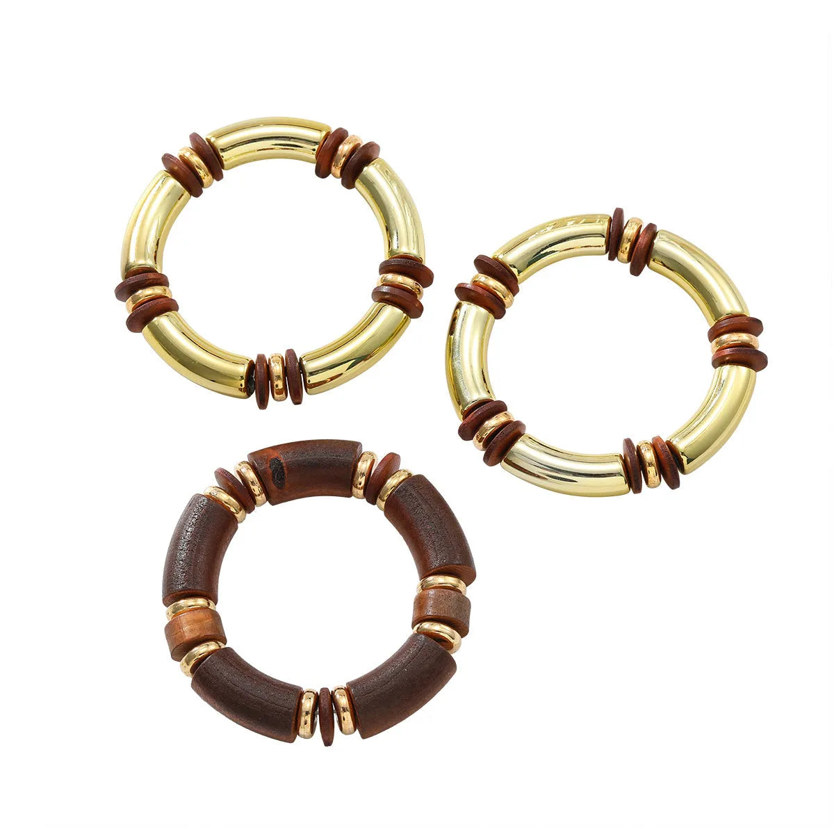 Women's multi-layer wooden and alloy necklace and bracelet jewellery set