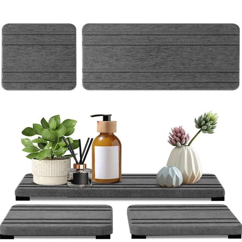 Square diatomaceous earth bathroom drying mat in modern simple style