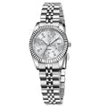 Ladies waterproof quartz fashion watch with 10mm thickness in gold and silver colour options