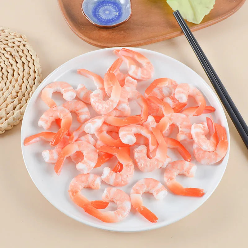 White simulation shrimp keychain pendant with door buckle, made from PVC.