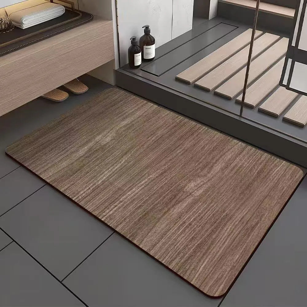 American style wood grain patterned diatom ooze bathroom floor mat in square shape
