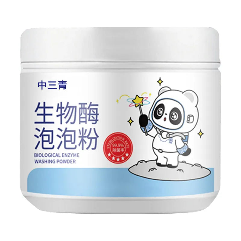 Biological enzyme bubble powder laundry detergent bottle for stain removal