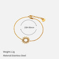 Sunflower jewellery set with gold necklace and bracelet featuring geometric chain design