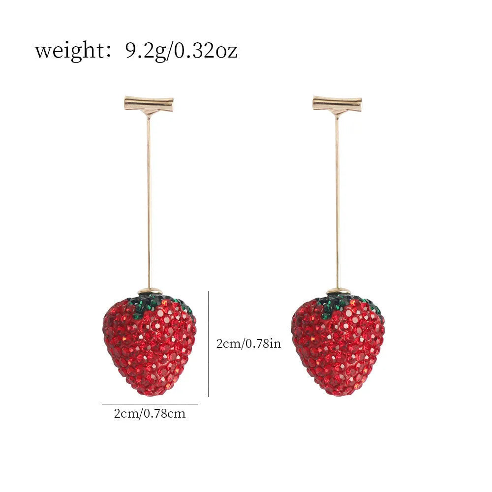 Geometric strawberry earrings with spot drill texture in C659 red zinc alloy